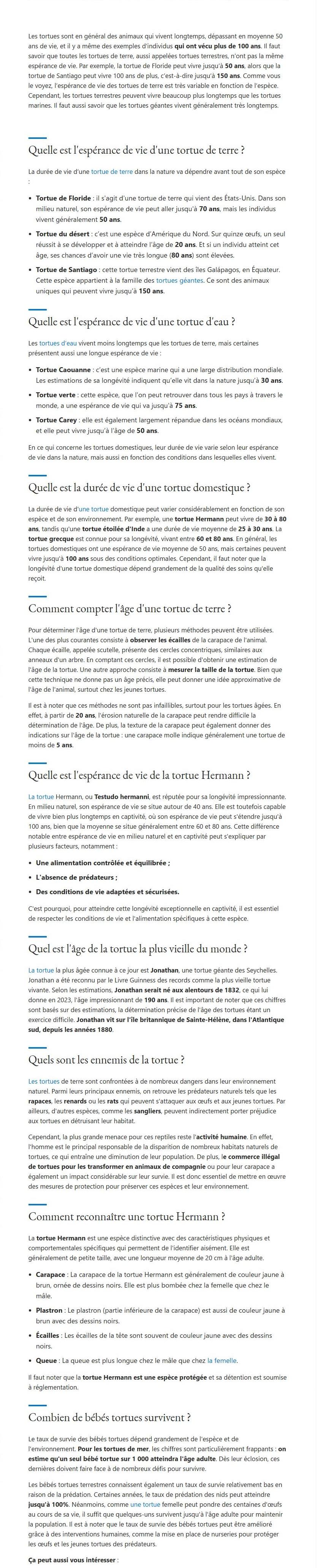 Article ça m'intéresse longévité tortue.
