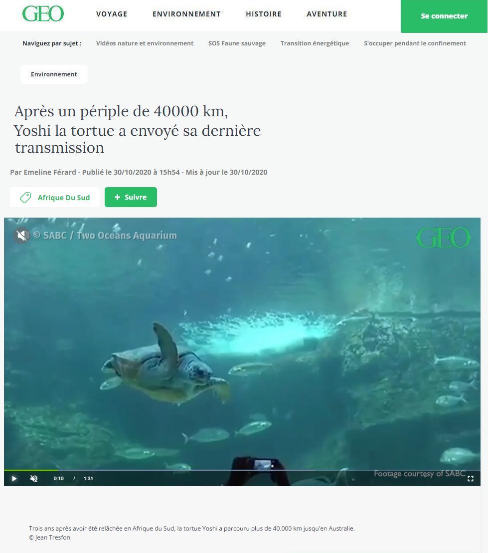 Article dernière émission de la tortue Yoshi.