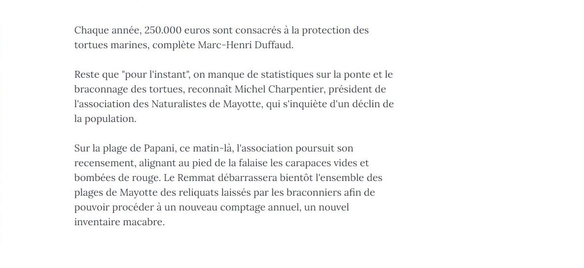 Article "Au Brésil, le spectacle de la naissance de tortues menacées d'extinction sur des plages désertes".